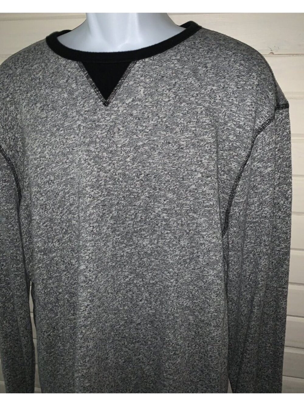 Banana Republic Sz XL Gray Sweater Mens Pullover Black Trim Cotton Blend EUC
